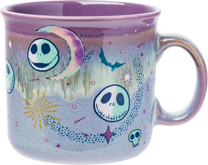Silver Buffalo Disney Nightmare Before Christmas, Ceramic Camper Mug, 20oz | Jack Skellington, Mystic Opulence, Reactive Glaze, 0.59 Liters by SilverBuffalo