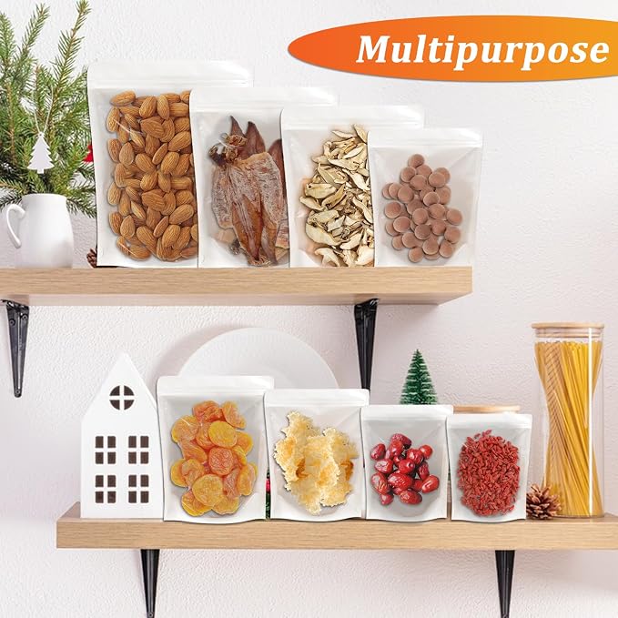 100 PCS Resealable Packaging Bags for Small Business，Kraft Bags With Window Clear Fornt Heat Seal Sealable 3.5"X5.5"Paper Zipper Stand Up Pouches Nut Bag Coffee Cookie Herb Food Bakery Storage - Image 4