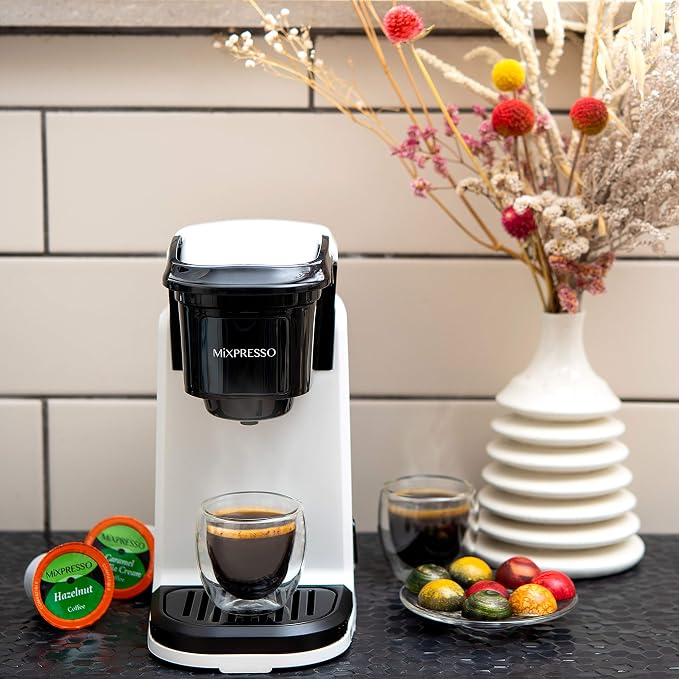 Mixpresso Single Serve Coffee Maker K Cup Coffee Maker for K Pods & Grounds | Compact 800W White Coffee Machine with 12 Oz Water Tank, Fast Brew & Auto Shut-Off, Small Design for Travel RV, Office& Dorm - Image 7