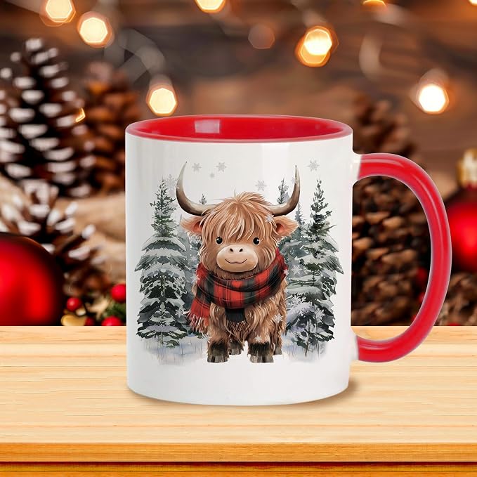 Hyturtle Highland Cow Coffee Mug Gifts on Christmas Winter For Cow Lovers | Winter Cow Gifts For Women, Premium 11oz ceramic mug, Vivid double-sided print, Comfort grip handle, Fade-resistant print - Image 2
