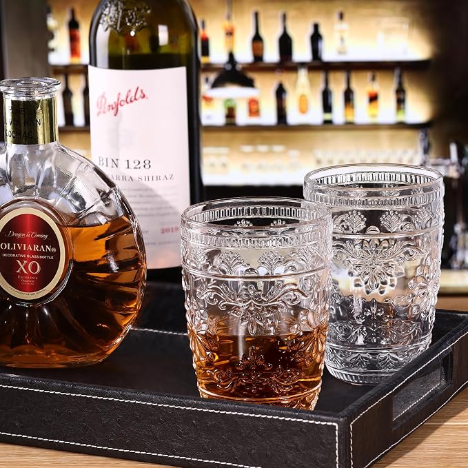 abrwyy Clear Glasses Drinking Set, 14oz Water Glasses, Vintage Glassware | Dishwasher Safe, Non-Slip, Lead-Free Glass, Home Decoration - Image 5
