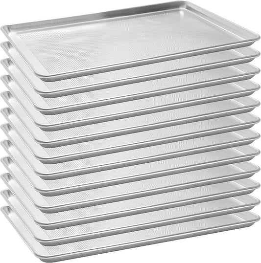 12 Pack Full Size Perforated Aluminum Baking Sheet, 26 x 18 in | NSF, Aluminum Commercial Cookie Sheets, Non-Stick, Oven Safe Up to 500℉ by FSUON