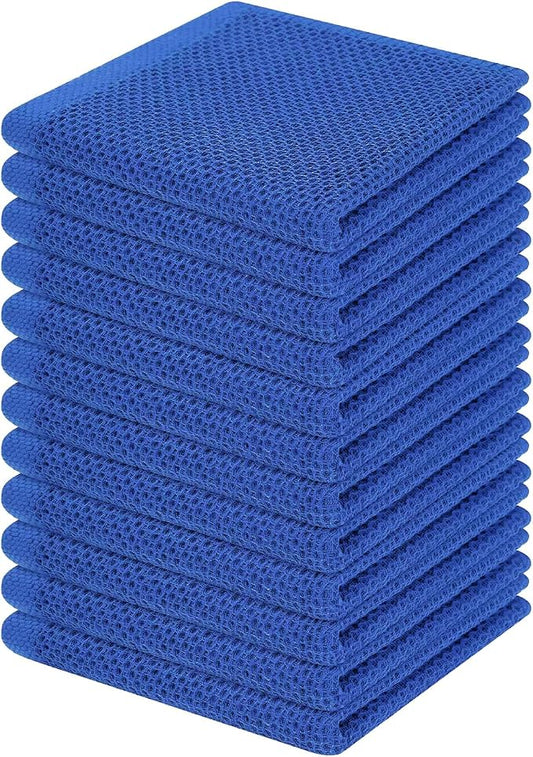 Homaxy 100% Cotton Waffle Weave Kitchen Dish Cloths 12-Pack, Blueberry | 12 x 12 Inches, Ultra Soft Absorbent Dish Towels, Quick Drying Dish Rags with Hanging Loop by Homaxy