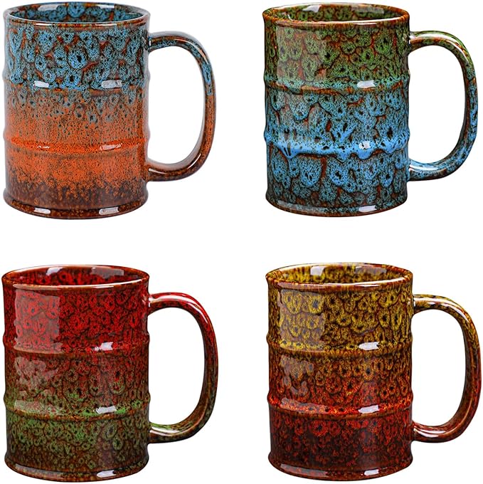 Coffee Mug,20 Oz Coffee Cups Ceramic Tea Cup Large Coffee Mug for Office and Home - Dishwasher and Microwave Safe Novelty Coffee Mug(4,Multicolour-4pcs) by LGQ