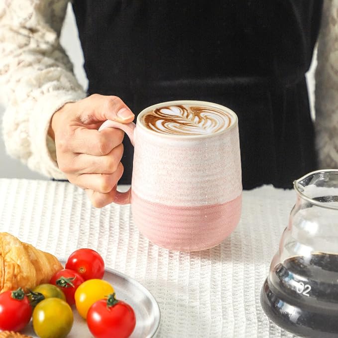 HASENSE Coffee Mugs Set of 4, 15 oz Large Ceramic Cups with Handle for Women Men, Milk, Soup, Tea Cup Set for Latte,Cappuccino, Microwave & Dishwasher Safe for Home Office（Colorful） - Image 4