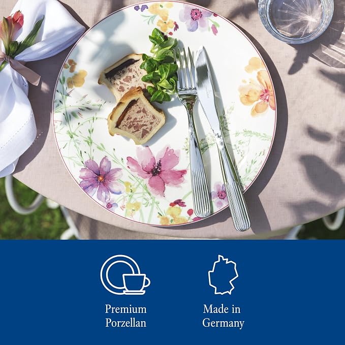 Villeroy & Boch Mariefleur Basic Collection Dinner Plate, Premium Porcelain, Made in Germany, 10.5 in Diameter, Dishwasher and Microwave Safe, Creamy White/Colorful | Multicolored porcelain plate with floral decor, made in Germany, dishwasher and micro... - Image 2