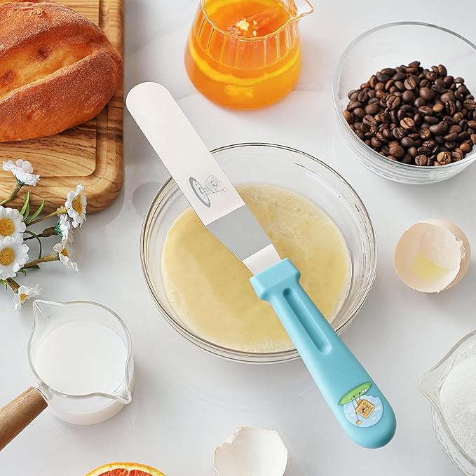 3PCS Icing Spatula, Offset Spatulas with Ergonomic PP Handle, Stainless Steel Multi-purpose Frosting Tools for Cake Decorating, Baking, Dishwasher Safe (6",8",10")