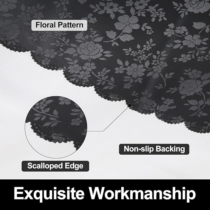 Smiry Square Waterproof Heavy Duty Vinyl Tablecloths, 70 x 70 Inch | Wipeable Washable Floral Embossed Table Cover for Kitchen and Dining Room, Indoor & Outdoor Use, Black - Image 5
