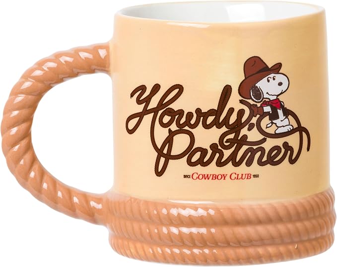 Silver Buffalo Peanuts Western Howdy Partner, 3D Sculpted Mug, 20oz | Ceramic, 0.59 Liters - Image 2