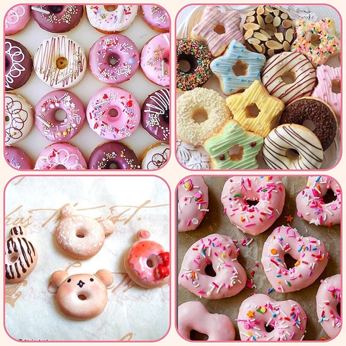 4 Pcs Silicone Donut Mold Set,6-Cavity Silicone Doughnut Pan,Non-Stick Doughnut Pan,BPA Free and Dishwasher Safe,Donut Mold for Summer Parties