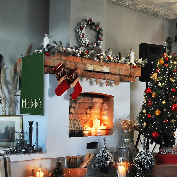 ONWAY Merry Christmas Gold Table Runner Winter Xmas Holiday Kitchen Dining Farmhouse Table Decor for Indoor Outdoor Home Party Decorations 13x72 Inch Green - Image 4