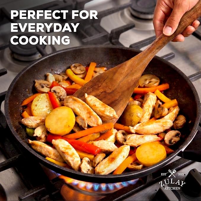 Zulay Kitchen 15-Piece Teak Wooden Utensils for Cooking - Natural Teak Utensil Set with Premium Gift Box - Non-Stick Wooden Spoons for Cooking - Kitchen Gift Set - Comfortable Grip Wooden Utensil Set - Image 6