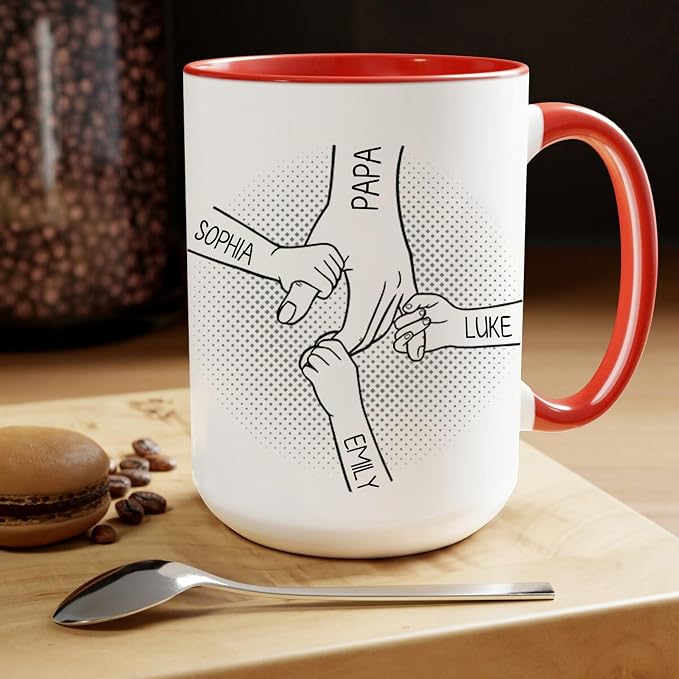 LOVELYPOD Custom Dad Mug with Kids Names, Hold Hand Coffee Cups for Dads, Fathers Day Mug, Dad Gifts from Daughter Son, Father's Day Presents, Personalized Mugs - Image 5