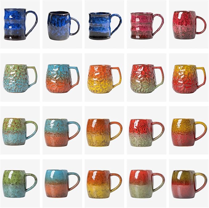 18oz Unique Orange & Yellow Kiln-Change Ceramic Coffee Mug, Handcrafted Hammered Texture Ceramic Mug with Ergonomic Handle, Microwave & Dishwasher Safe, Gift for Coffee Lovers, Home Office Daily Use - Image 8