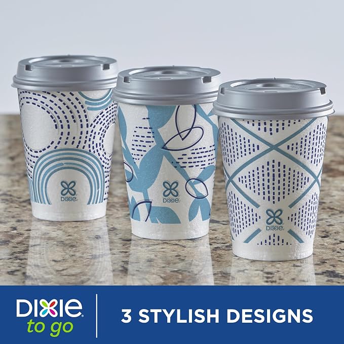 Dixie To Go Paper Coffee Cups With Lids, 12 oz, 14 ct, Disposable Insulated Paper Cups for On-The-Go Hot or Cold Beverages | Medium - Image 10