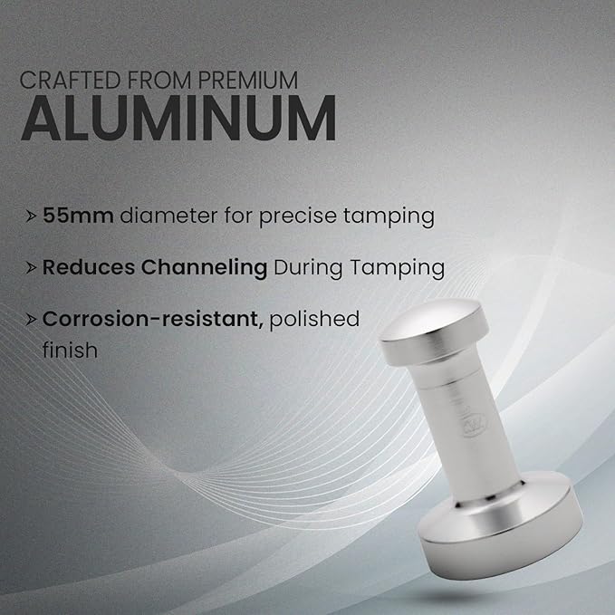 Rattleware Aluminum Espresso Tamper 55mm – Premium Coffee Tamper Tool with Ergonomic Grip – Durable Espresso Hand Tamper for Coffee Machine, Coffee Lovers, Baristas and Espresso Accessories