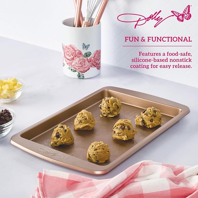 Dolly Parton Butterfly Stamp Small Baking Sheet – Carbon Steel Nonstick Bakeware with Textured Butterfly Design, Durable Rolled Rim, Oven Safe to 450F, Perfect for Cookies, Pastries and Pizza - Image 5