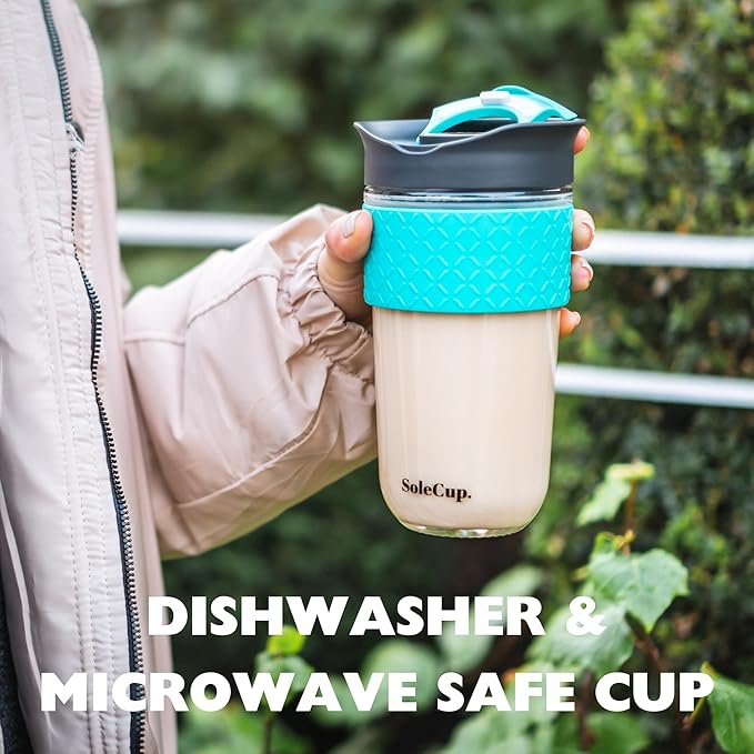Large Travel Mug - Reusable Insulated Coffee Mug - 18oz/530ml BPA-Free Hot Drink Travel Mug with Lid & Silicone Band (Blue, 18oz)