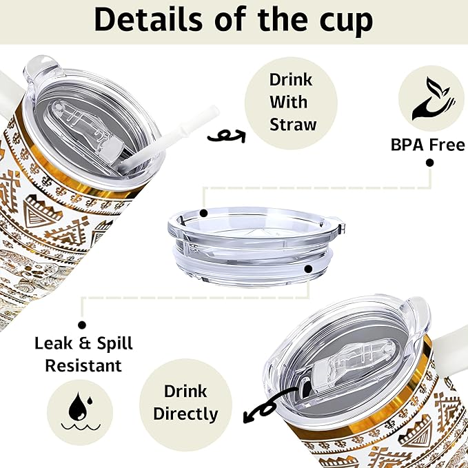 40 oz Elephant Laser Engraving Tumbler With Handle With Lid Straw Double Insulated Travel Coffee Cup Elephant Travel Accessories Must Have Gifts For Women