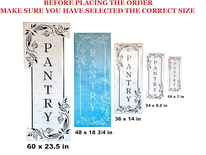 Vertical Pantry Decal/Sticker/Mural with Flower/Floral Pattern - Pantry Sign - Vinyl Wall Art Decal - Kitchen Door Décor (Glossy Black, 36x14 inches) - Image 5