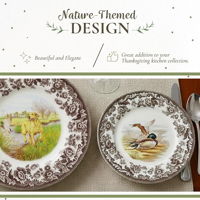 Spode – Woodland – Luncheon Plate – Mallard - Brown/White - Image 3