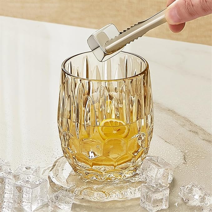 Water Glasses Textured Crystal Glass Cups, 2 Size Clear Fancy Glassware for Cocktail Tea Water Beer Soda Beverages for Home Kitchen，Bruin Small - Image 4