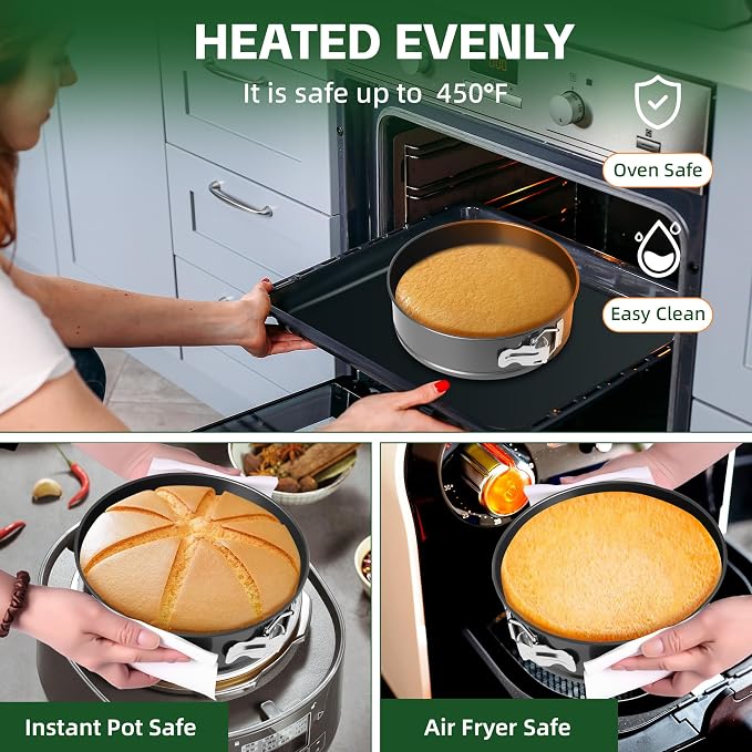 Springform Pan Set of 3 (7"/9"/11") - Non-Stick Cheesecake Pans with Removable Bottom, Round Baking Molds for Cheesecake, Pie, Desserts & More - Baking Bakeware Set - Image 5