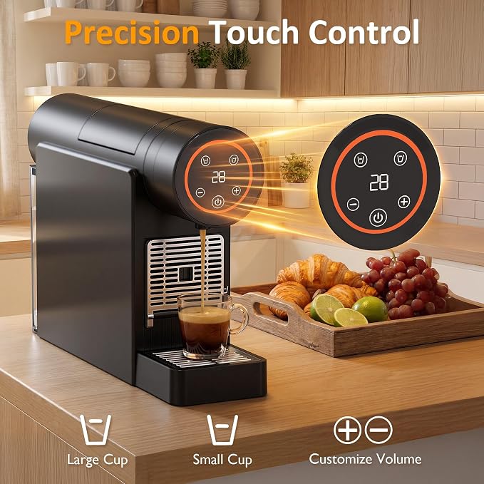 RoyalCraft Espresso Pod Machine for Home, Capsule Coffee Maker for NS Original Pods, 20 Bar Single Serve Mini Pod Maker with 22oz Removable Water Tank, Adjustable Cup Tray for Home & Office, Black - Image 3