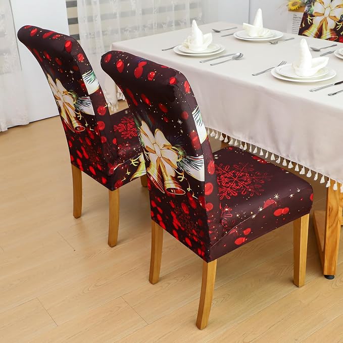 FORCHEER Christmas Chair Covers for Dining Room Set of 4 Stretch Kicthen Chair Slipcovers Washable (Pack of 4, Christmas Deco) - Image 7