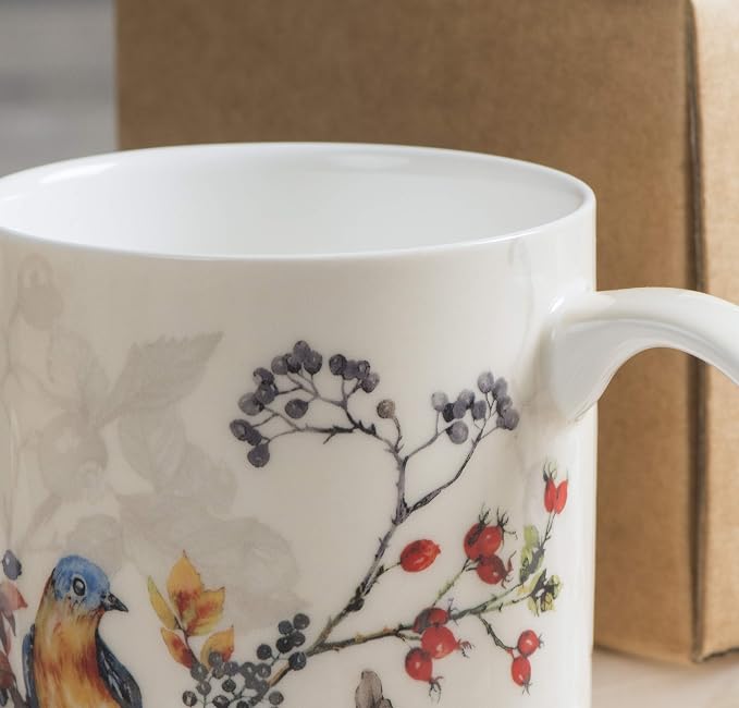 Maison d' Hermine Coffee Mug with Handles Tea Cups (12 Ounce, Pack of 1) | Fine Bone China Coffee Mugs for Hot Beverages Cappuccino Latte Home Restaurant Spring Summer -Equinoxe - Beige - Sparrows - Image 9