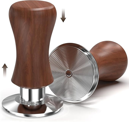 KYONANO 53.3mm Espresso Tamper, 30lb Spring-Loaded Calibrated Coffee Tamper, 304 Stainless Steel, Cuibourtia Wooden-Handle, Barista Tamper Suit for Over 53MM Espresso Portafilter