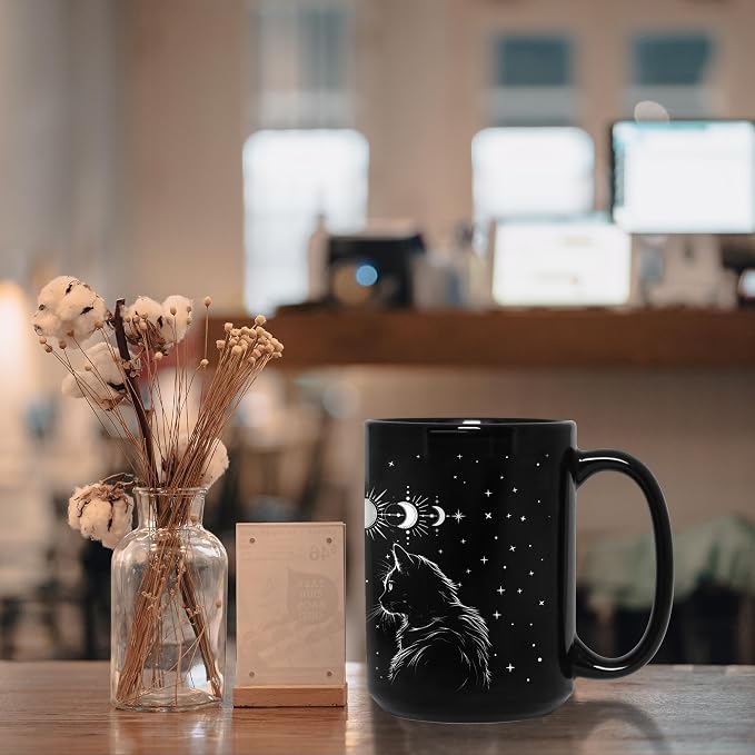 Black Cat Mug 15oz Cat Lover Gifts for Women Funny Goth Coffee Mug - Witch, Goth Decor Christmas Cup With Cats Goth Gift Witchy Gifts for Women, Men - Xmas Decorations Cats Christmas Gothic Home Decor - Image 7