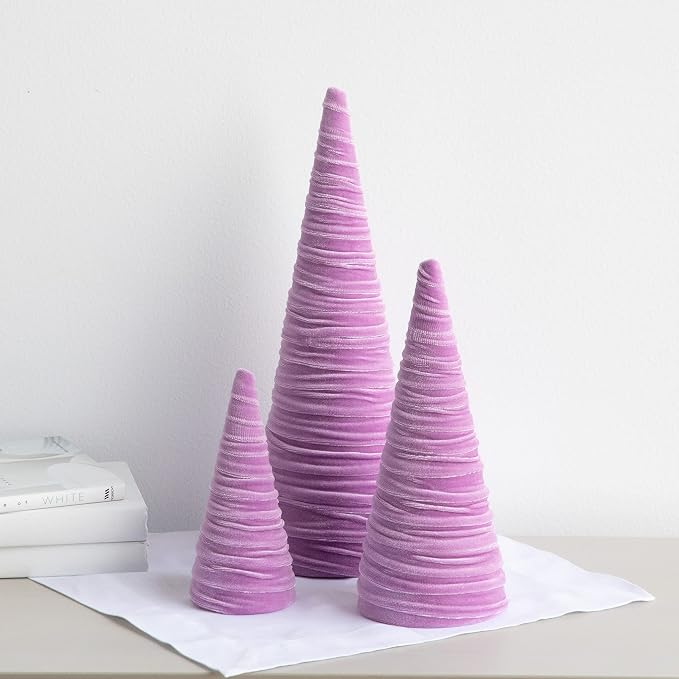 Your Heart's Content Set of 3 Velvet Trees, Lavender Valentine Tree Tabletop, Winter Bookshelf, Pastel Mantel Accent, Holiday Coquette Home Décor, Teen Girl (Lavender) - Image 2