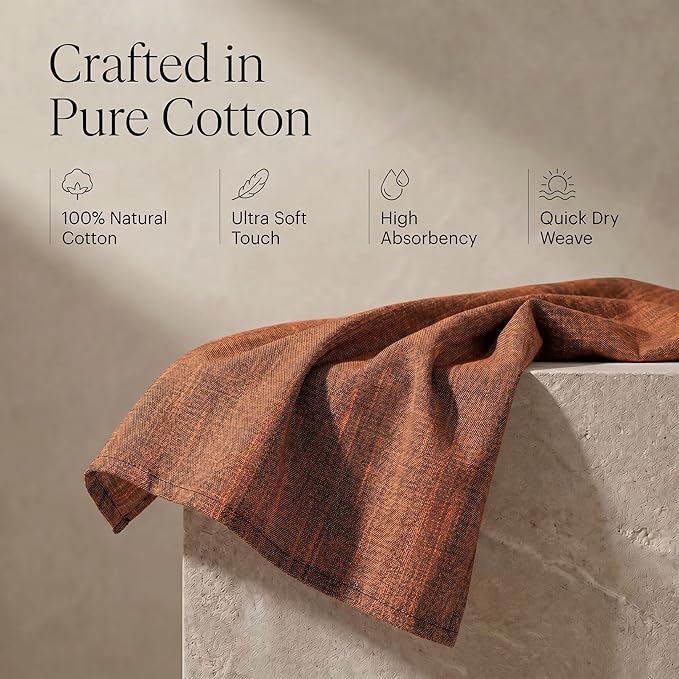 Urban Villa Kitchen Towels Cotton Dish Towels 20”x30” (Set of 6) Blk/Orange - Image 4