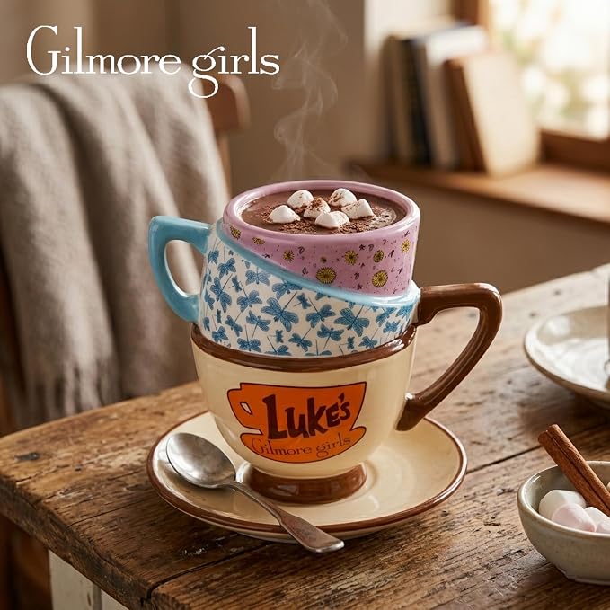 Silver Buffalo Gilmore Girls Stars Hollow Locations, 3D Sculpted Mug, 20oz | Destination, Luke's Diner, Doose's Market and Dragonfly Inn, Ceramic Stacked Teacup, 0.59 Liters - Image 5