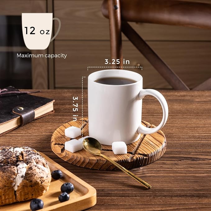 AmorArc 12oz Off White Coffee Mugs, Ceramic Coffee Mugs with Large Handle for Man, Woman, Light Weight Coffee Mugs Set for Latte/Cappuccino/Cocoa/Milk, Dishwasher & Microwave Safe, 36Pcs - Image 2