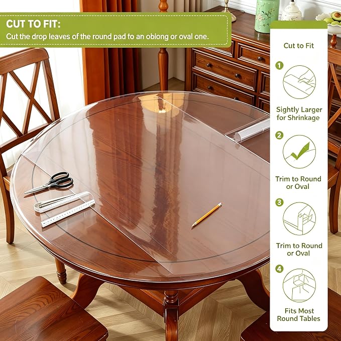 Round Table Protector 48 Inch Thick Table Cover Protector Round Plastic Waterproof PVC Tablecloth Vinyl Circle Table Top Protector for Dining Room Coffee Home Essentials - Image 3