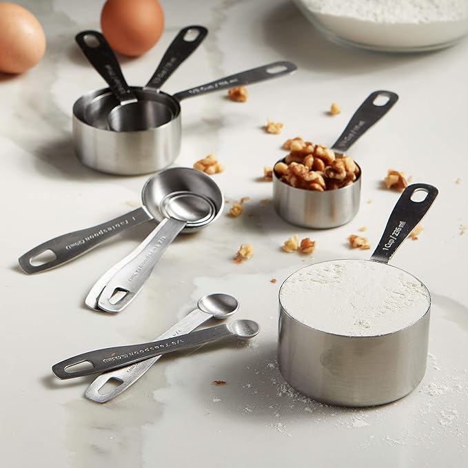 husMait Stainless Steel Measuring Spoons - 5 Piece Heavy Duty Measuring Spoon Set for Dry Food, Spices or Liquids