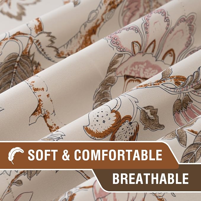 H.VERSAILTEX Blackout Curtain Valances for Kitchen Window/Living Room/Bathroom Privacy Added Rod Pocket Home Decoration Winow Valance, 52" W x 18" L, Floral in Sage and Brown (Pack of 4) - Image 4