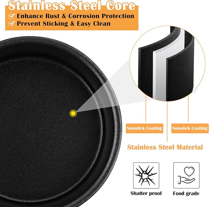 E-far 4 Inch Cake Pan Set of 3, Nonstick Stainless Steel Mini Round Cake Pans Tin, Small Size for Baking Smash Cakes/Cheesecake, Stainless Steel Core & Non-toxic Coating, Straight Side & 2 Inch Deep - Image 2