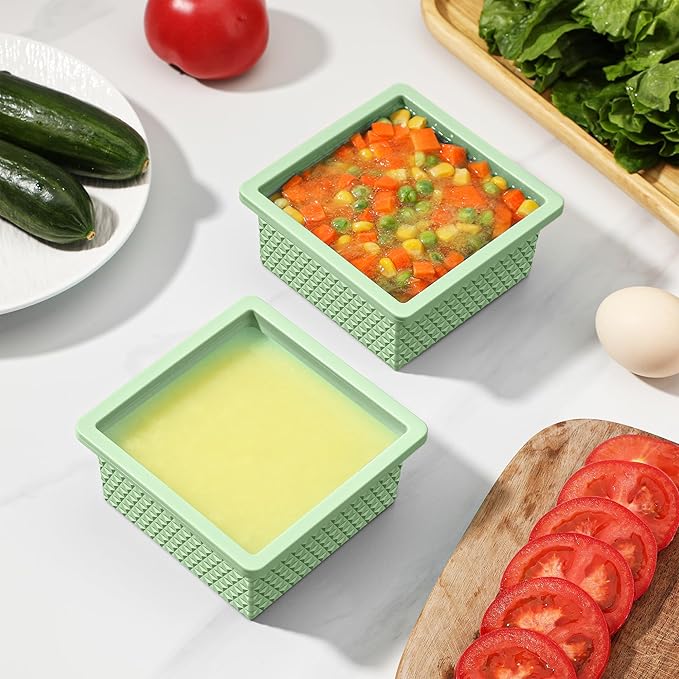 Silicone Freezer Tray with Lid-Stackable Soup Freezer Container Molds,2-Cup Ice Cube Trays for Perfect Portion Control,Food Storage & Meal Prep,Oven & Dishwasher Safe-4 Pack