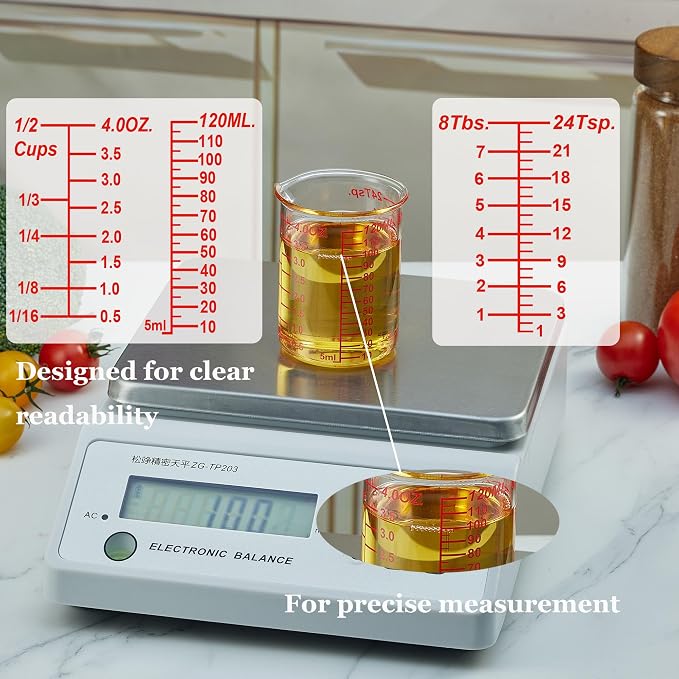 120 ML/4OZ High Borosilicate Glass Measuring Cup-V-Shaped Spout,Glass Measuring Beaker for Kitchen or Restaurant, Easy to Read(SINGLE) - Image 3