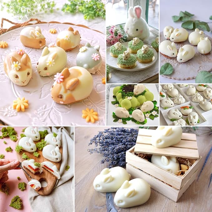 MEMOVAN 3D Easter Bunny Silicone Mold 6 Cavity Silicone Rabbit Mold Easter Rabbit Chocolate Mould for Baking Rabbit Shape Mousse Cake Jelly Dessert Fondant Cheesecake Soap Ice Cube Tray - Image 6