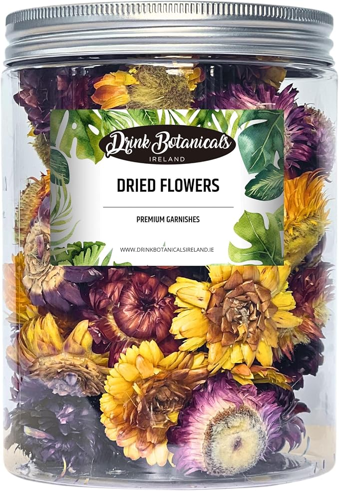 Edible Dried Mixed Flowers & Orange Slices Bundle, 100% Natural Garnish for Cocktails, Tea, Cake Decoration & Desserts, PET Jars, 7.05 oz Total - Image 3