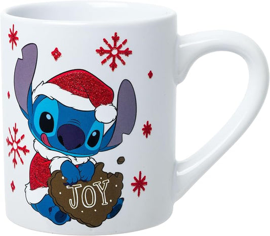 Silver Buffalo Disney Lilo and Stitch Santa Glitter, Ceramic Mug, 14oz | Dressed as, Christmas, Holiday Joy, 0.4 Liters by SilverBuffalo