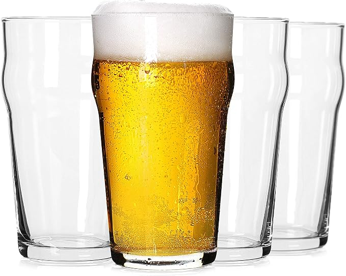 LUXU Pint Glasses,20oz British Beer Glass,Easy to Stack Beer Glasses | Drinking Glasses Made for Cold Beverages,4pc Beer Glass,Pilsner Glasses,IPA Beer Glass. Glassware Beer Cup,Beer Gifts for Men by LUXU