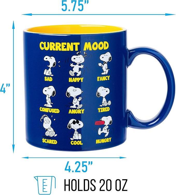 Silver Buffalo Peanuts Snoopy Current Mood Emotions, Ceramic Mug, 20oz | Cup, 0.59 Liters - Image 2