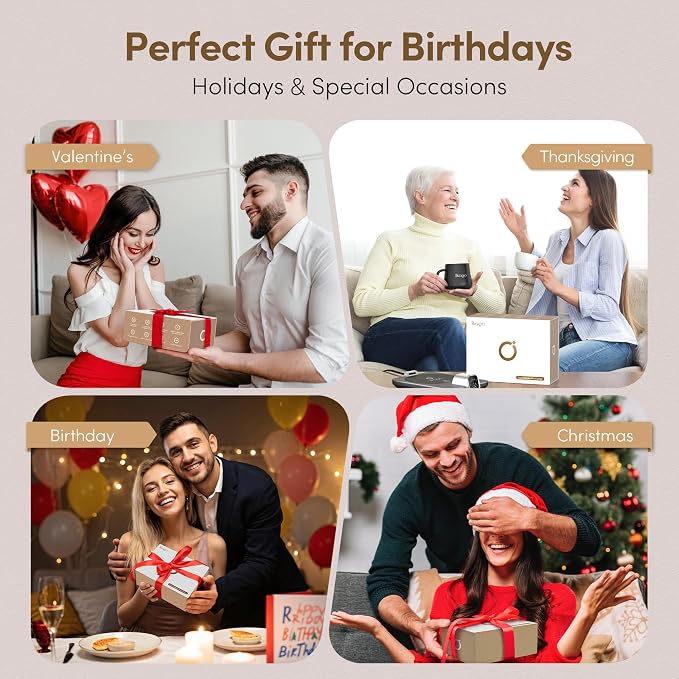Coffee Cup Warmer & IKAGO Mug Set, 1℉ Precise Temp Control Mug Warmer | Auto Shut Off, Infrared Sensor, Dual Temp Display, ℉/℃ Optional, 15oz Mug with Spoon & Lid Included, Gifts for Men Women - Image 9