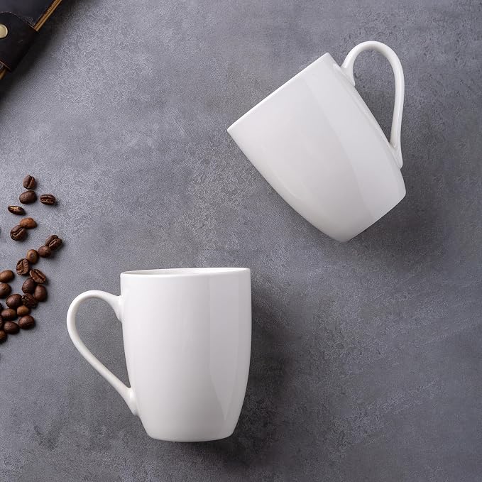 GBHOME 12 OZ Off White Coffee Mugs, Porcelain Bulk Coffee Mugs with Large Handle for Man, Woman, Light Weight Coffee Mugs Set of 4 for Latte/Cappuccino/Cocoa/Milk, Dishwasher & Microwave Safe - Image 3