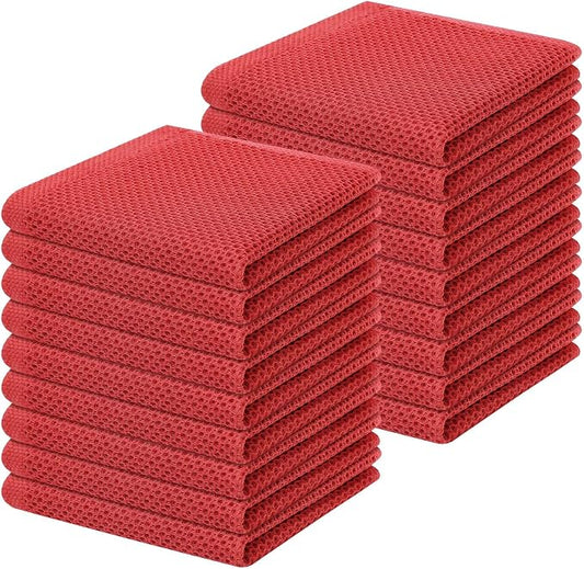 Homaxy 100% Cotton Waffle Weave Kitchen Dish Cloths 18-Pack, Brick Red | 12 x 12 Inches, Ultra Soft Absorbent Dish Towels, Quick Drying Dish Rags with Hanging Loop by Homaxy